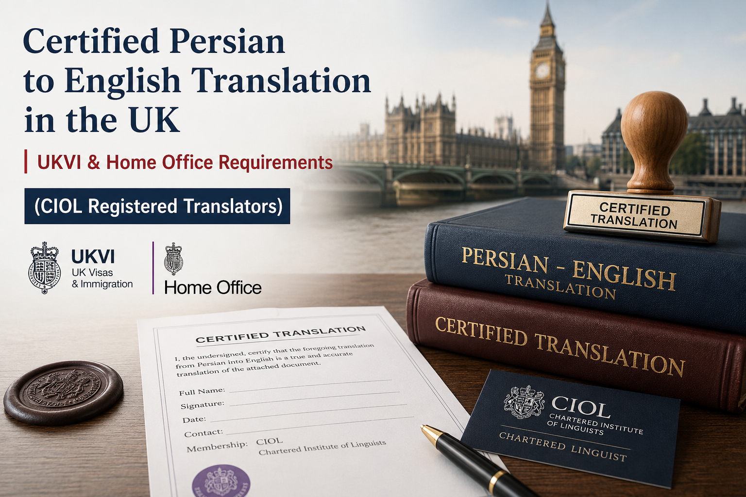 Certified Persian to English Translation in the UK | UKVI & Home Office Requirements (CIOL Registered Translators)